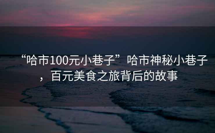 “哈市100元小巷子”哈市神秘小巷子，百元美食之旅背后的故事