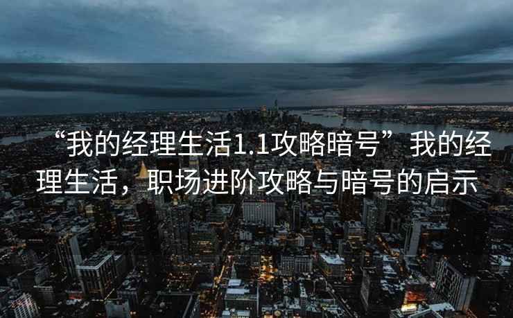“我的經(jīng)理生活1.1攻略暗號(hào)”我的經(jīng)理生活，職場(chǎng)進(jìn)階攻略與暗號(hào)的啟示
