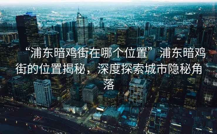 “浦東暗雞街在哪個(gè)位置”浦東暗雞街的位置揭秘，深度探索城市隱秘角落
