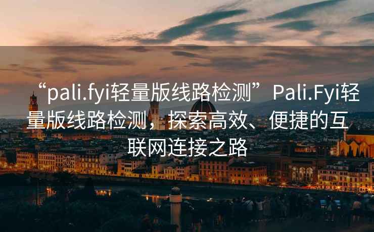 “pali.fyi輕量版線路檢測”Pali.Fyi輕量版線路檢測，探索高效、便捷的互聯(lián)網(wǎng)連接之路