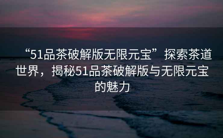 “51品茶破解版無限元寶”探索茶道世界，揭秘51品茶破解版與無限元寶的魅力