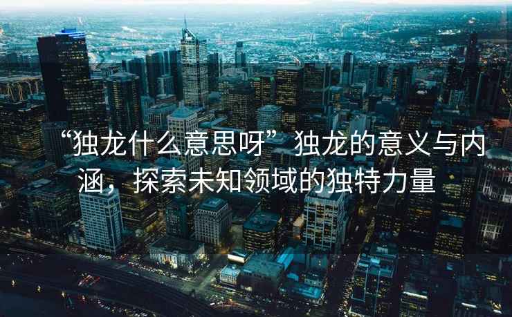 “獨龍什么意思呀”獨龍的意義與內(nèi)涵，探索未知領(lǐng)域的獨特力量