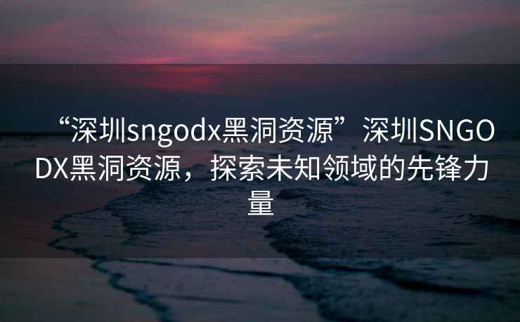 “深圳sngodx黑洞資源”深圳SNGODX黑洞資源，探索未知領(lǐng)域的先鋒力量