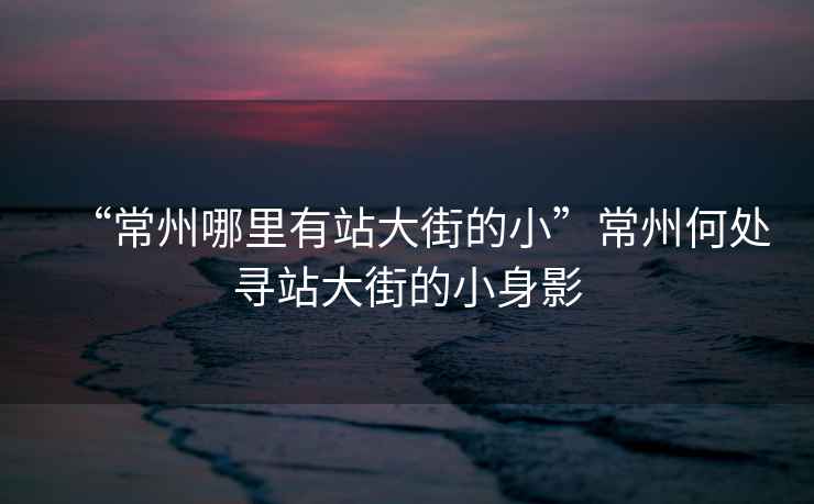 “常州哪里有站大街的小”常州何處尋站大街的小身影