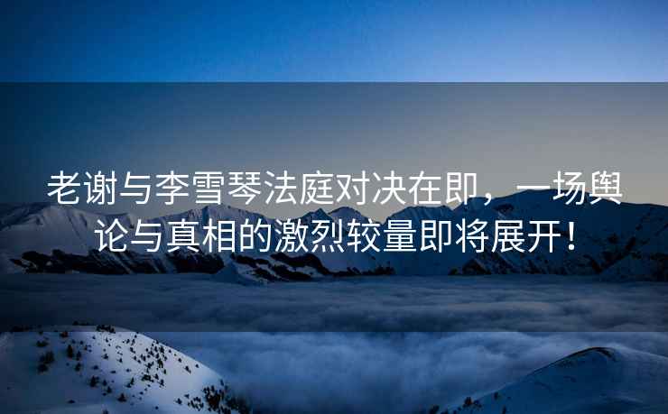 老謝與李雪琴法庭對決在即，一場輿論與真相的激烈較量即將展開！