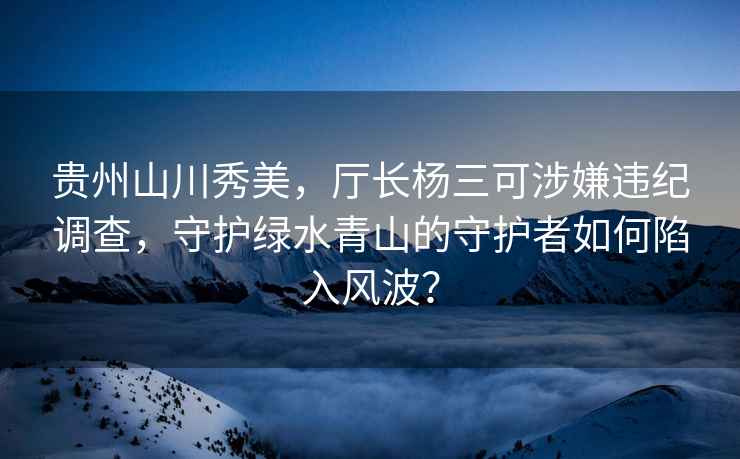 貴州山川秀美，廳長(zhǎng)楊三可涉嫌違紀(jì)調(diào)查，守護(hù)綠水青山的守護(hù)者如何陷入風(fēng)波？