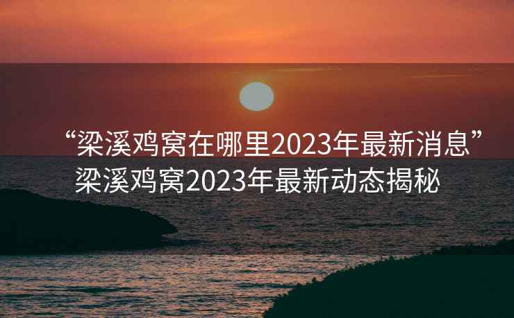 “梁溪雞窩在哪里2023年最新消息”梁溪雞窩2023年最新動態(tài)揭秘