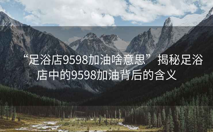 “足浴店9598加油啥意思”揭秘足浴店中的9598加油背后的含義