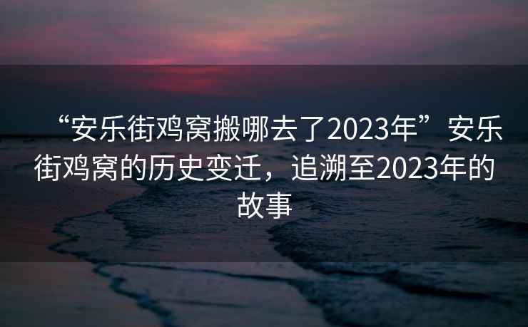 “安樂街雞窩搬哪去了2023年”安樂街雞窩的歷史變遷，追溯至2023年的故事