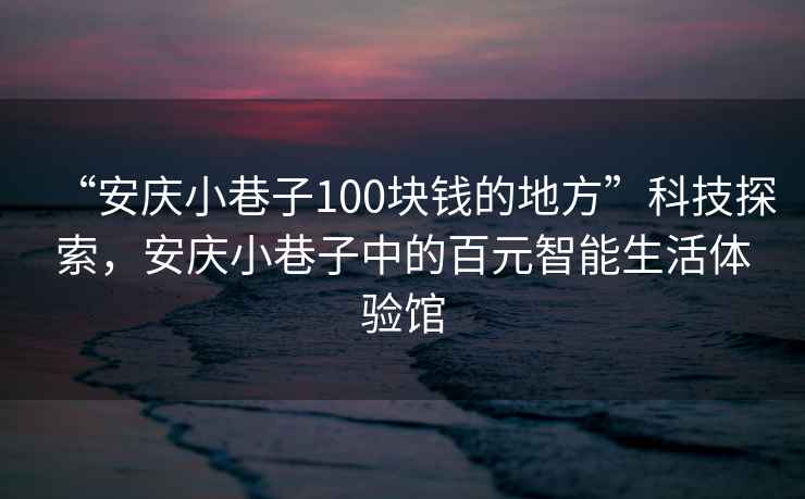 “安慶小巷子100塊錢的地方”科技探索，安慶小巷子中的百元智能生活體驗館