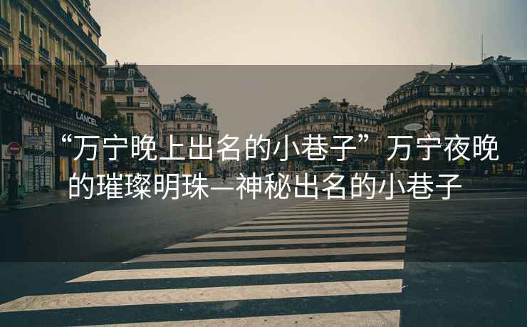 “萬寧晚上出名的小巷子”萬寧夜晚的璀璨明珠—神秘出名的小巷子
