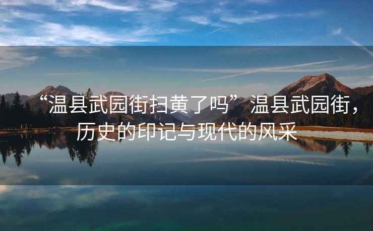“溫縣武園街掃黃了嗎”溫縣武園街，歷史的印記與現(xiàn)代的風(fēng)采