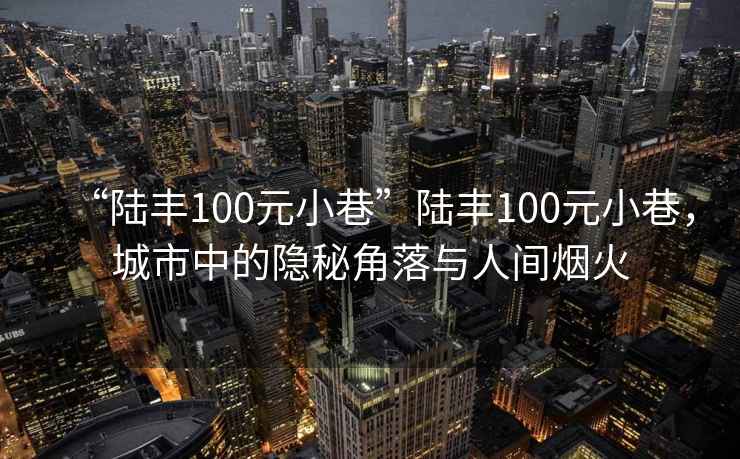 “陸豐100元小巷”陸豐100元小巷，城市中的隱秘角落與人間煙火