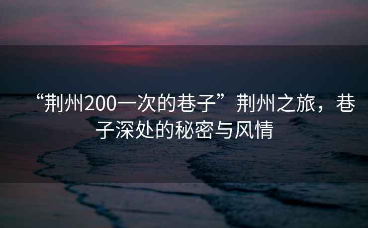 “荊州200一次的巷子”荊州之旅，巷子深處的秘密與風情