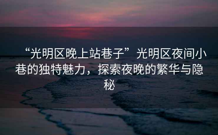 “光明區(qū)晚上站巷子”光明區(qū)夜間小巷的獨特魅力，探索夜晚的繁華與隱秘