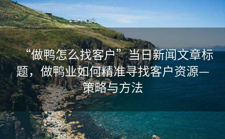 “做鴨怎么找客戶”當(dāng)日新聞文章標(biāo)題，做鴨業(yè)如何精準(zhǔn)尋找客戶資源—策略與方法