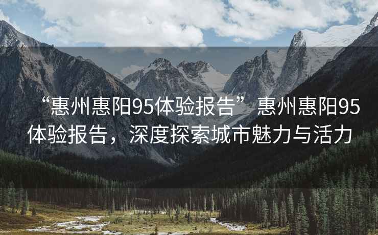 “惠州惠陽95體驗報告”惠州惠陽95體驗報告，深度探索城市魅力與活力