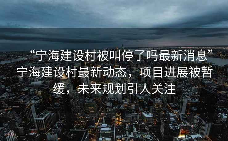 “寧海建設(shè)村被叫停了嗎最新消息”寧海建設(shè)村最新動態(tài)，項(xiàng)目進(jìn)展被暫緩，未來規(guī)劃引人關(guān)注