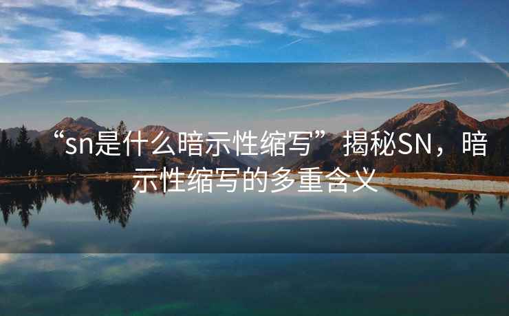 “sn是什么暗示性縮寫”揭秘SN，暗示性縮寫的多重含義