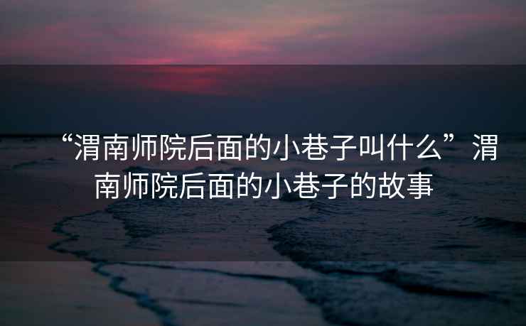 “渭南師院后面的小巷子叫什么”渭南師院后面的小巷子的故事