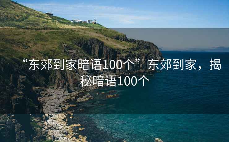“東郊到家暗語(yǔ)100個(gè)”東郊到家，揭秘暗語(yǔ)100個(gè)