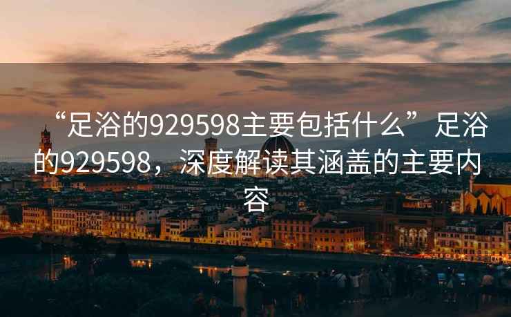 “足浴的929598主要包括什么”足浴的929598，深度解讀其涵蓋的主要內(nèi)容