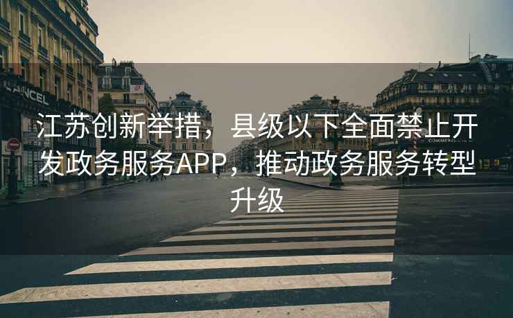 江蘇創(chuàng)新舉措，縣級以下全面禁止開發(fā)政務(wù)服務(wù)APP，推動政務(wù)服務(wù)轉(zhuǎn)型升級