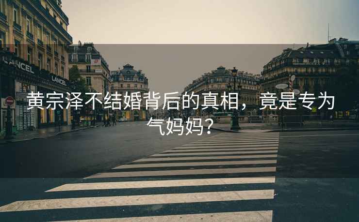黃宗澤不結(jié)婚背后的真相，竟是專為氣媽媽？