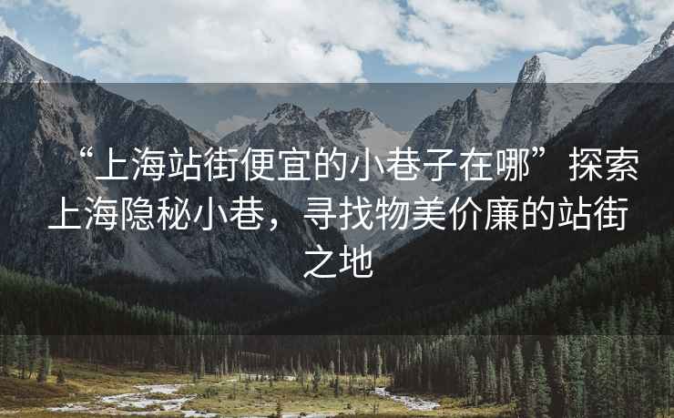 “上海站街便宜的小巷子在哪”探索上海隱秘小巷，尋找物美價廉的站街之地