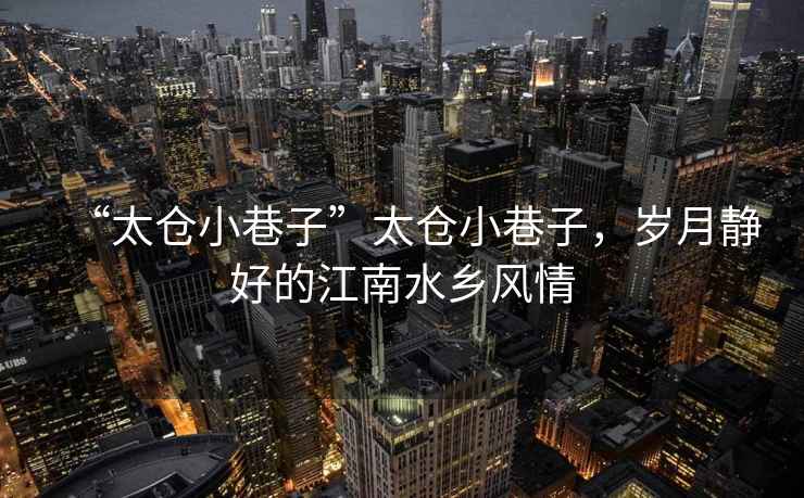 “太倉小巷子”太倉小巷子，歲月靜好的江南水鄉(xiāng)風(fēng)情