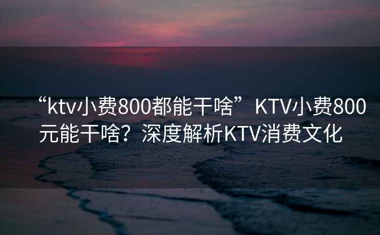 “ktv小費(fèi)800都能干啥”KTV小費(fèi)800元能干啥？深度解析KTV消費(fèi)文化
