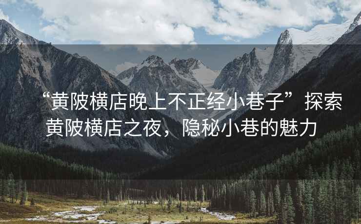 “黃陂橫店晚上不正經(jīng)小巷子”探索黃陂橫店之夜，隱秘小巷的魅力