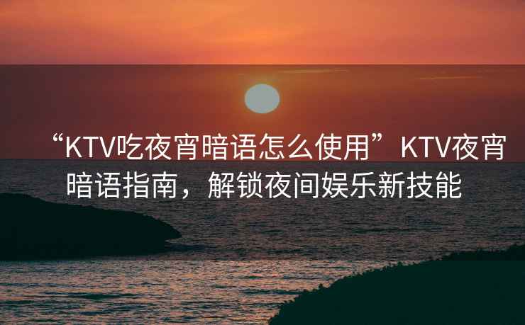 “KTV吃夜宵暗語怎么使用”KTV夜宵暗語指南，解鎖夜間娛樂新技能