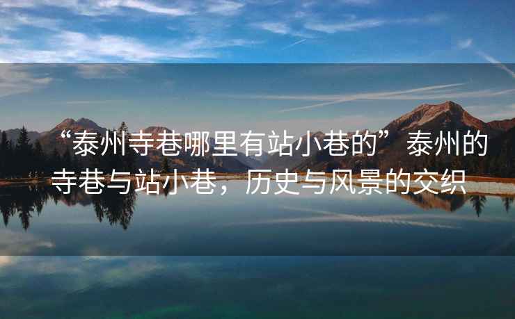 “泰州寺巷哪里有站小巷的”泰州的寺巷與站小巷，歷史與風(fēng)景的交織