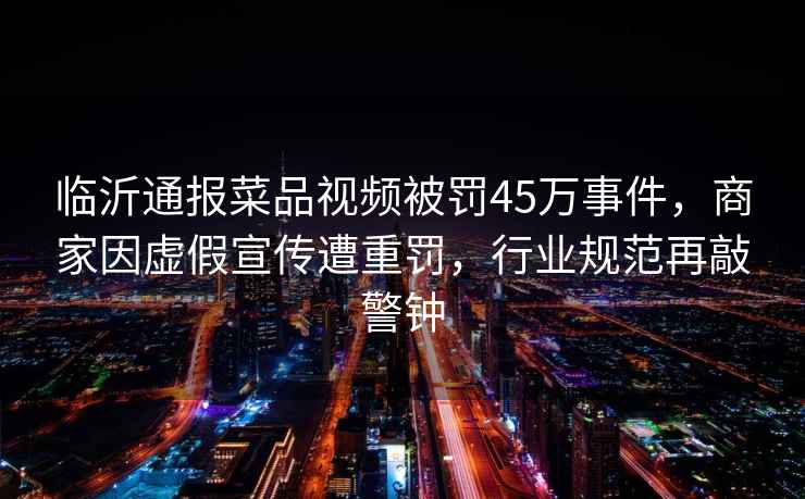 臨沂通報菜品視頻被罰45萬事件，商家因虛假宣傳遭重罰，行業(yè)規(guī)范再敲警鐘