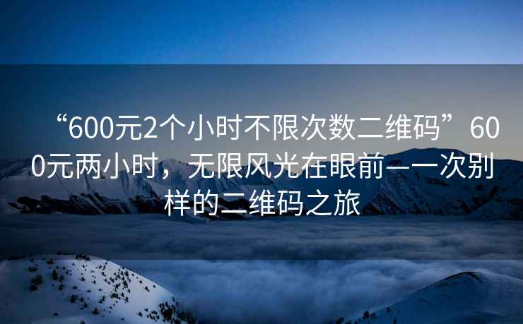 “600元2個小時不限次數(shù)二維碼”600元兩小時，無限風光在眼前—一次別樣的二維碼之旅