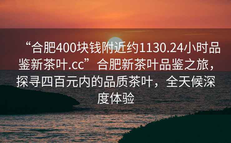 “合肥400塊錢附近約1130.24小時品鑒新茶葉.cc”合肥新茶葉品鑒之旅，探尋四百元內(nèi)的品質(zhì)茶葉，全天候深度體驗