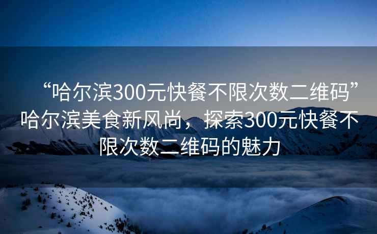 “哈爾濱300元快餐不限次數(shù)二維碼”哈爾濱美食新風尚，探索300元快餐不限次數(shù)二維碼的魅力