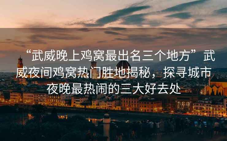 “武威晚上雞窩最出名三個地方”武威夜間雞窩熱門勝地揭秘，探尋城市夜晚最熱鬧的三大好去處