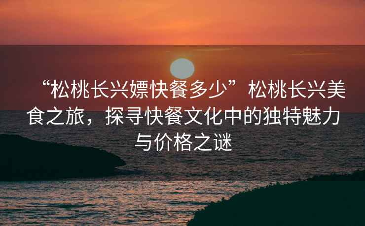 “松桃長興嫖快餐多少”松桃長興美食之旅，探尋快餐文化中的獨特魅力與價格之謎