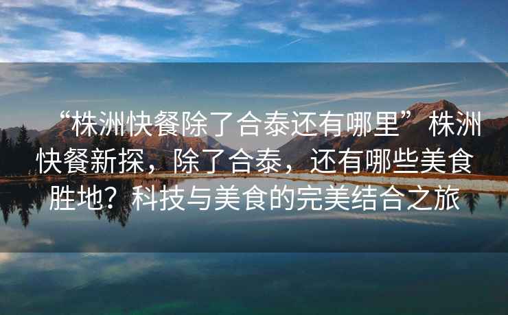 “株洲快餐除了合泰還有哪里”株洲快餐新探，除了合泰，還有哪些美食勝地？科技與美食的完美結(jié)合之旅