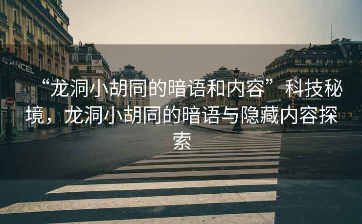 “龍洞小胡同的暗語(yǔ)和內(nèi)容”科技秘境，龍洞小胡同的暗語(yǔ)與隱藏內(nèi)容探索