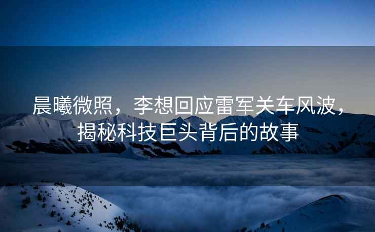 晨曦微照，李想回應(yīng)雷軍關(guān)車風(fēng)波，揭秘科技巨頭背后的故事