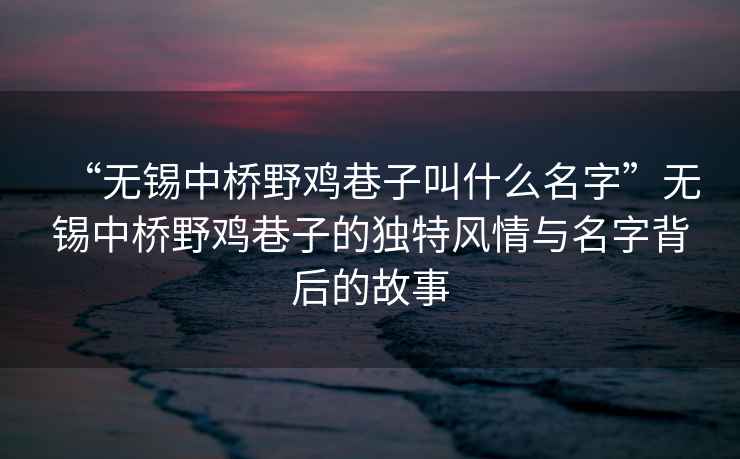 “無錫中橋野雞巷子叫什么名字”無錫中橋野雞巷子的獨特風(fēng)情與名字背后的故事