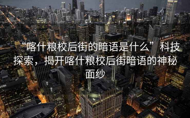 “喀什糧校后街的暗語(yǔ)是什么”科技探索，揭開(kāi)喀什糧校后街暗語(yǔ)的神秘面紗