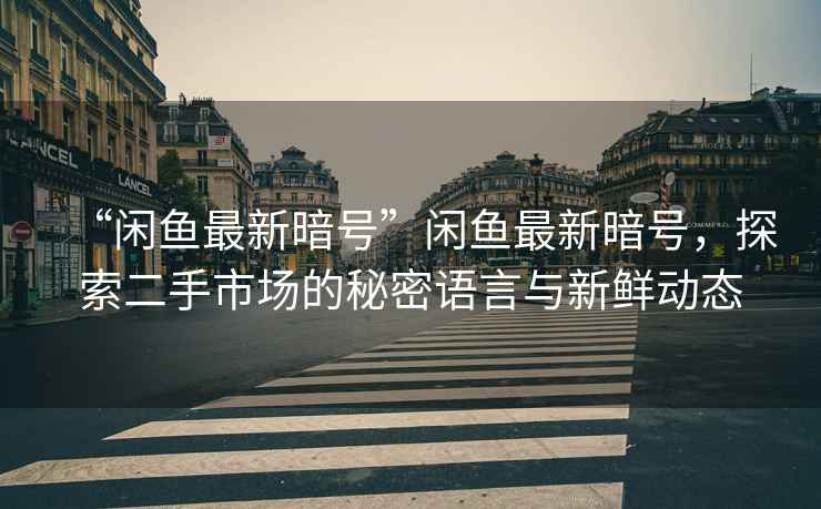 “閑魚最新暗號”閑魚最新暗號，探索二手市場的秘密語言與新鮮動態(tài)