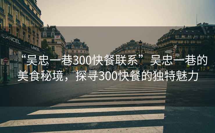 “吳忠一巷300快餐聯(lián)系”吳忠一巷的美食秘境，探尋300快餐的獨(dú)特魅力