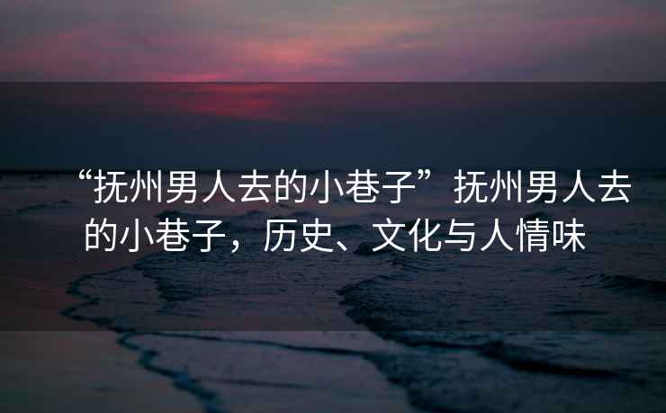 “撫州男人去的小巷子”撫州男人去的小巷子，歷史、文化與人情味