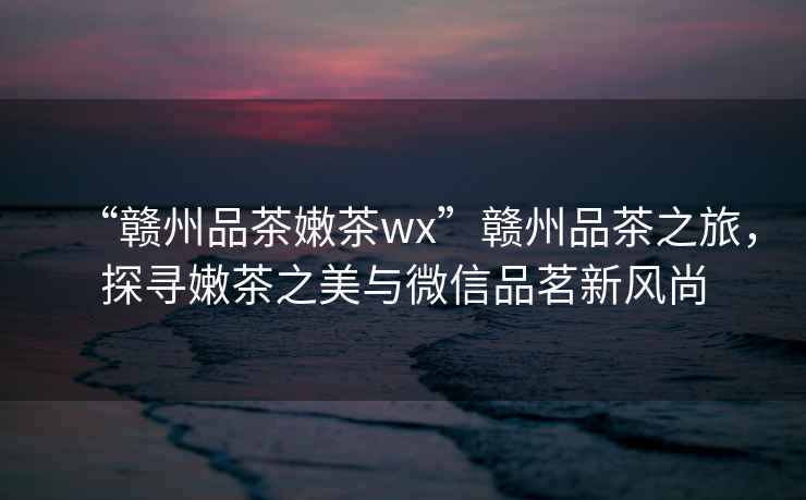 “贛州品茶嫩茶wx”贛州品茶之旅，探尋嫩茶之美與微信品茗新風(fēng)尚