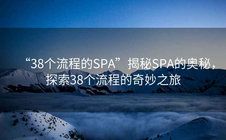“38個(gè)流程的SPA”揭秘SPA的奧秘，探索38個(gè)流程的奇妙之旅